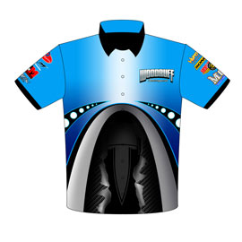 NEW!! Returning Customer Mark Woodruff Outlaw Drag Radial Corvette Pit Crew / Team Shirts Front View